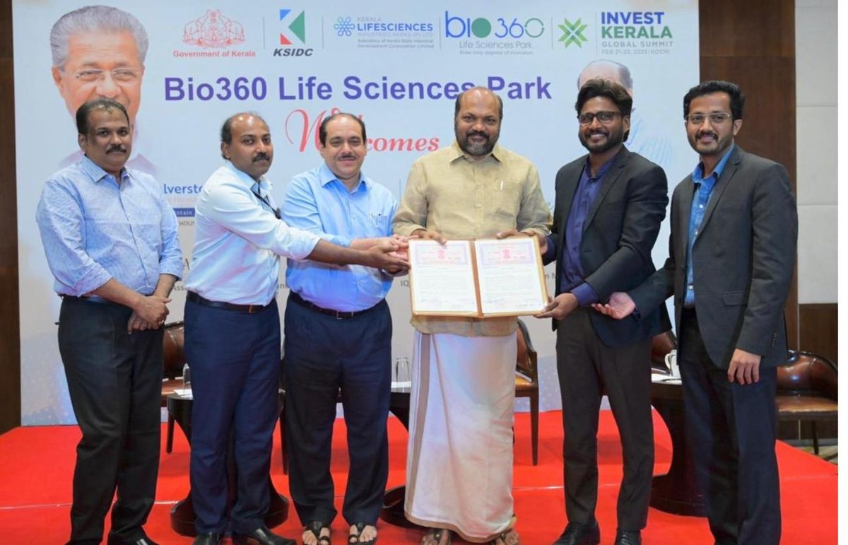 enLifeSys space-allotment ceremony at Bio360 Life Sciences Park, with Government of Kerala and Kerala LifeSciences officials